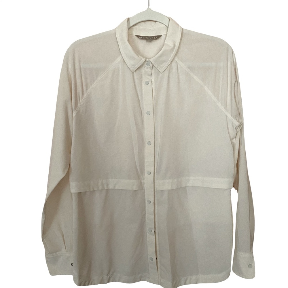 Athleta Northstar Cream Color Snap Button Shirt/ … - image 1